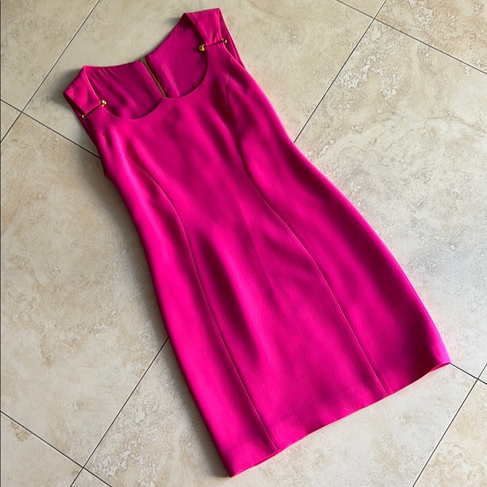 VERSACE Mini Fuchsia Pink Dress with Gold Hardware SIZE 38